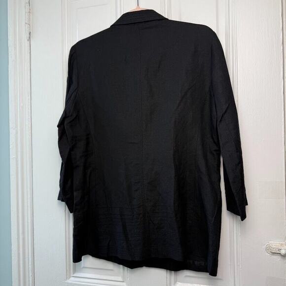 Chicos Linen Blend Top Womens Large Black Jacket Button Up Long Sleeve Collared - Picture 6 of 7